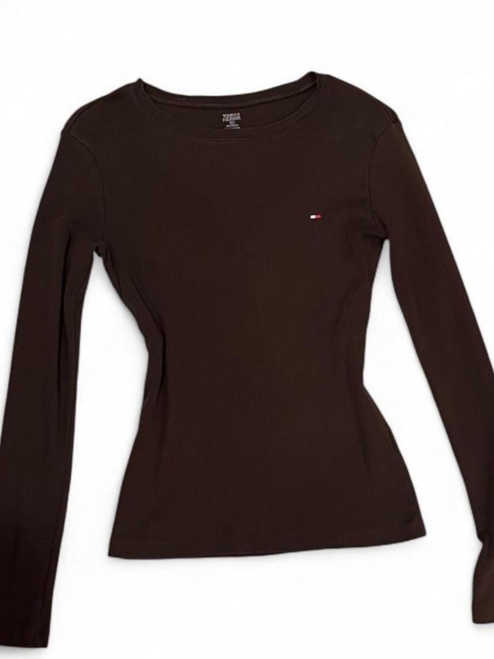 Tommy Hilfiger Women's Long Sleeve Crewneck Top — Dark Brown
